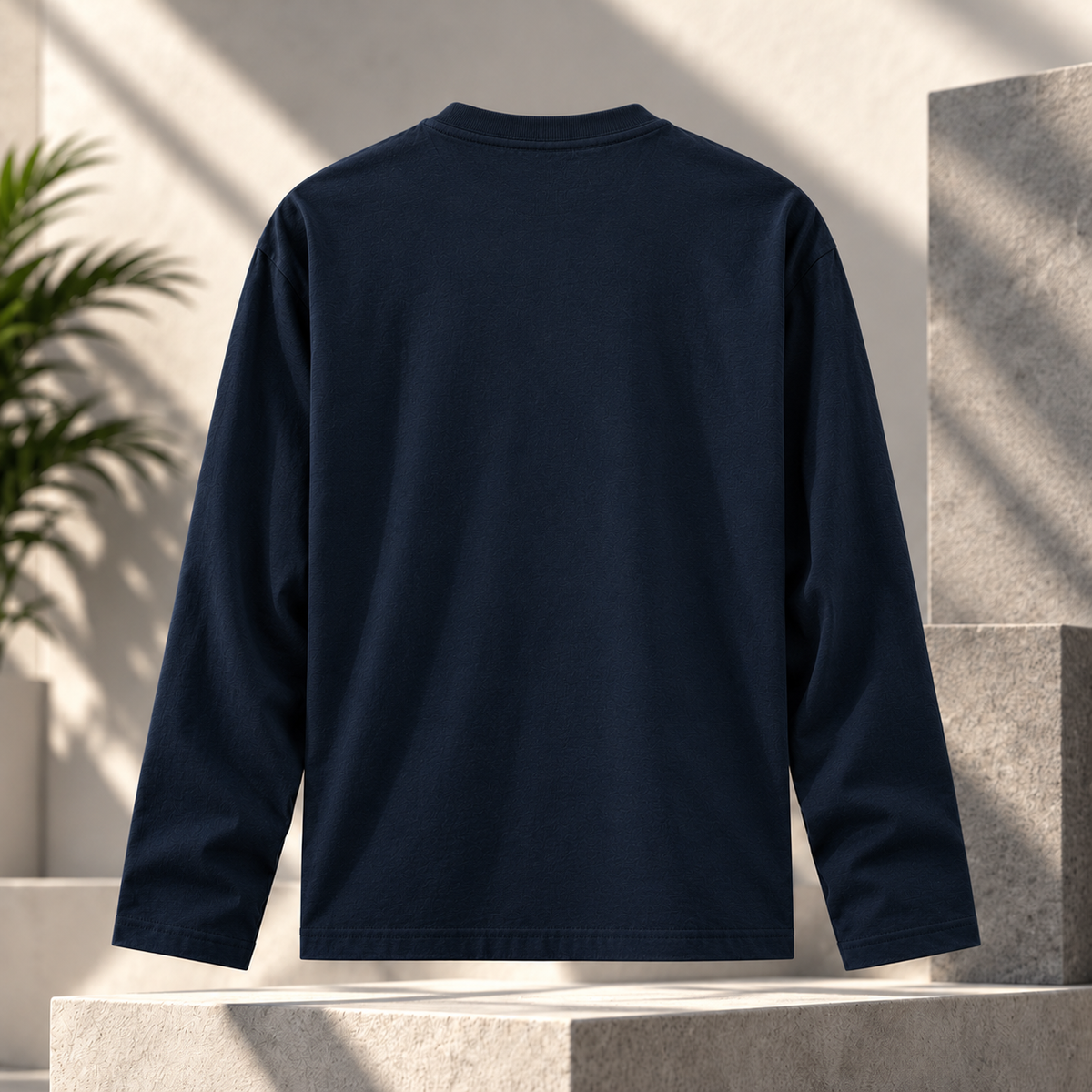 GRISFER men's navy blue full sleeve T-shirt in a minimalist studio