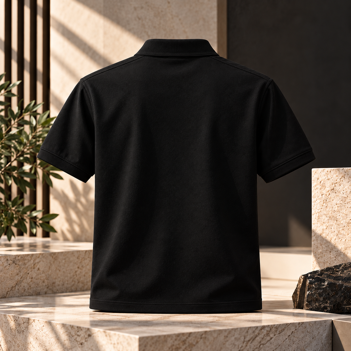 GRISFER men's black cotton polo T-shirt editorial product view