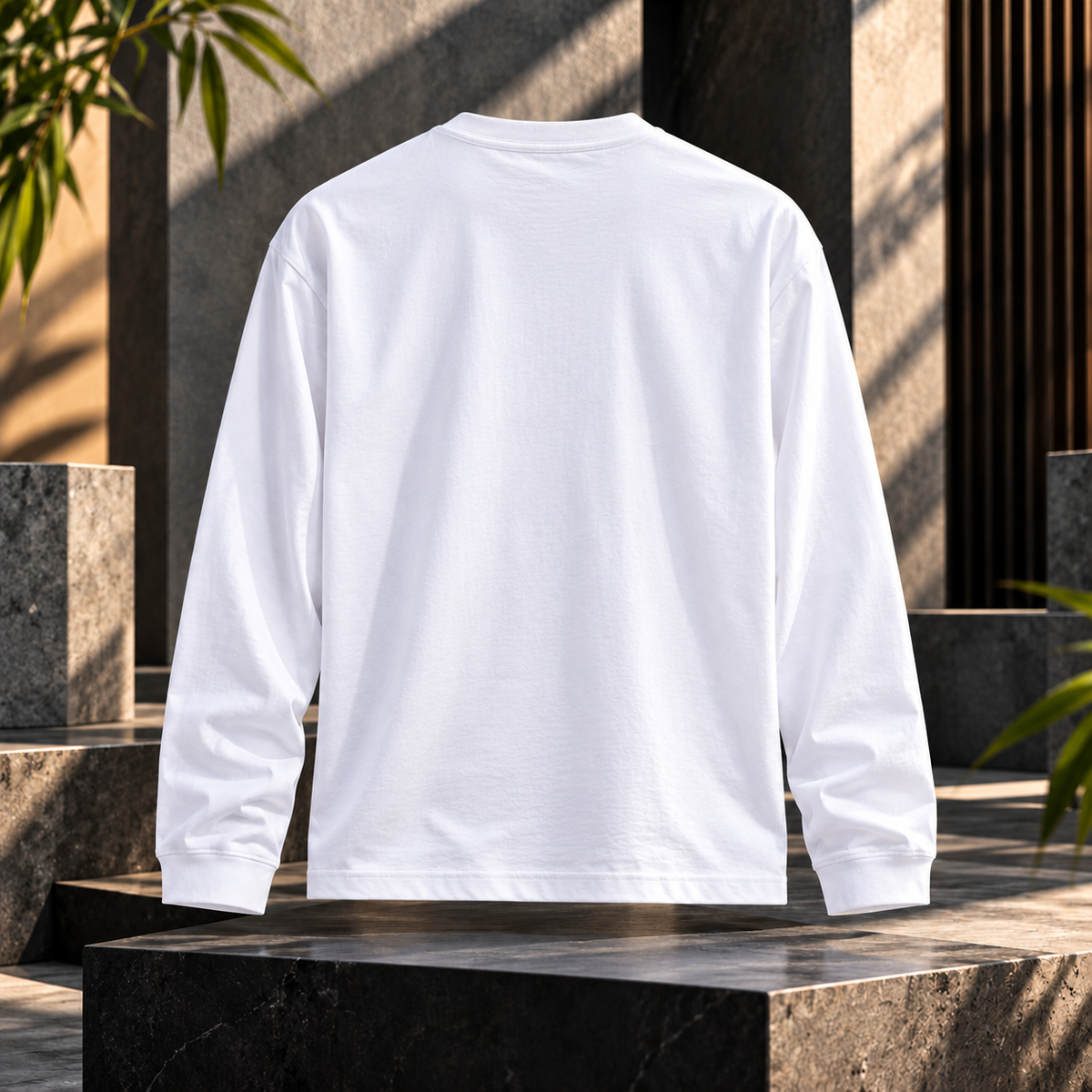 GRISFER white graphic full sleeve T-shirt architectural mockup