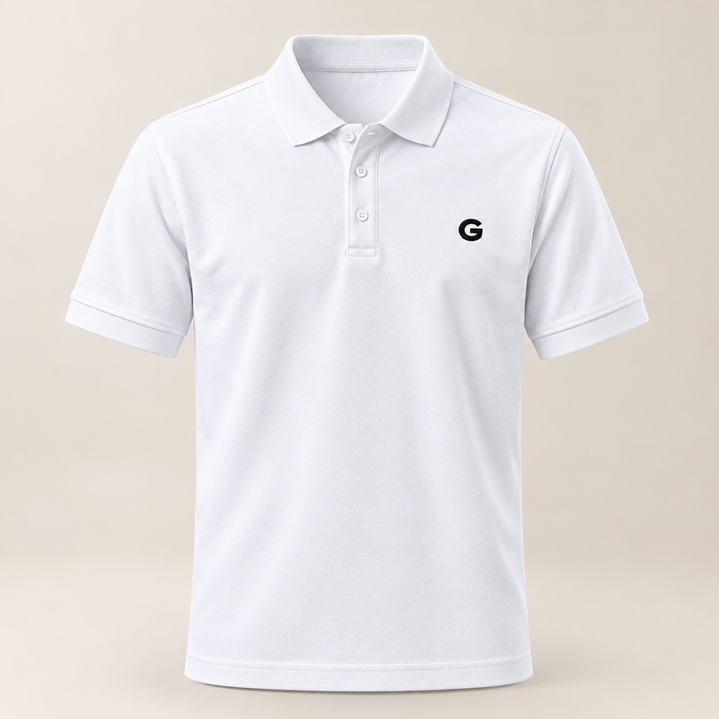 GRISFER white polo T-shirt with minimal G logo