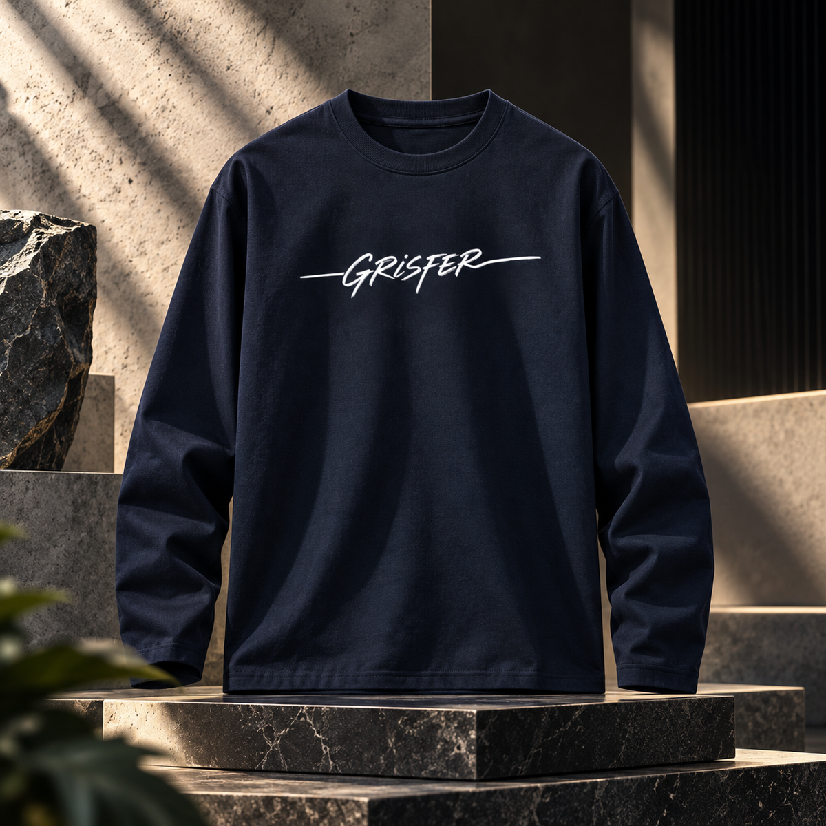 GRISFER men's navy blue full sleeve T-shirt additional product image